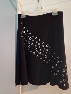 Joseph Ribkoff Black A-line Skirt with Eyelets Size 6